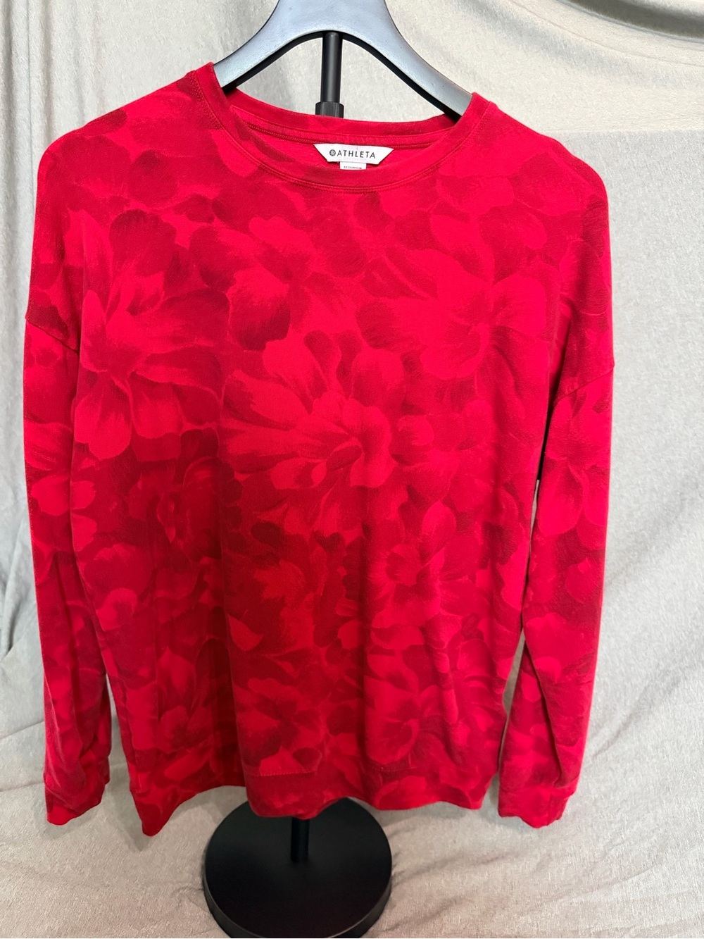 Athleta Red Crewneck Top with Logo Tag